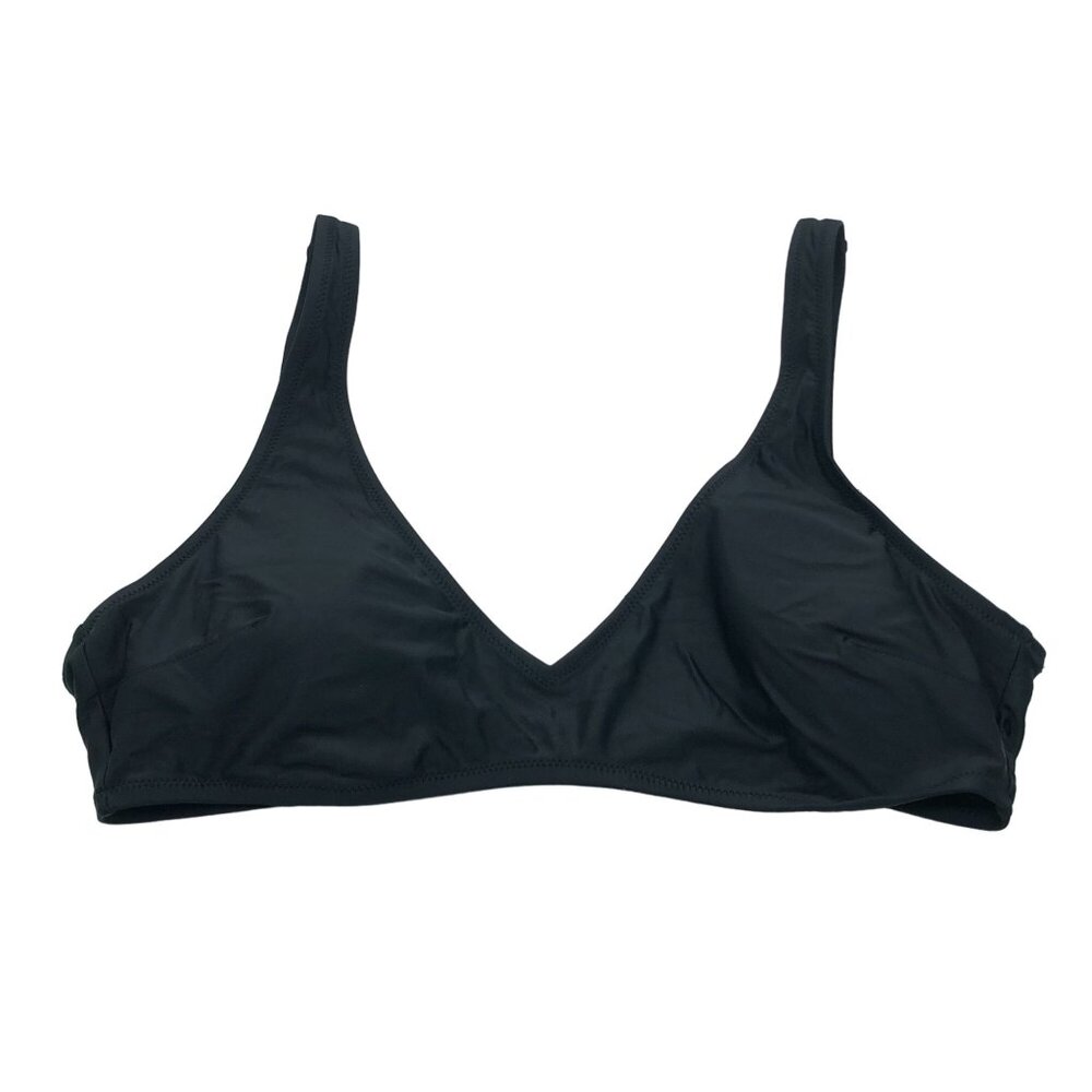 Aerie Real Good Scoop Bikini Top Black V Neck Removable Cups XL
